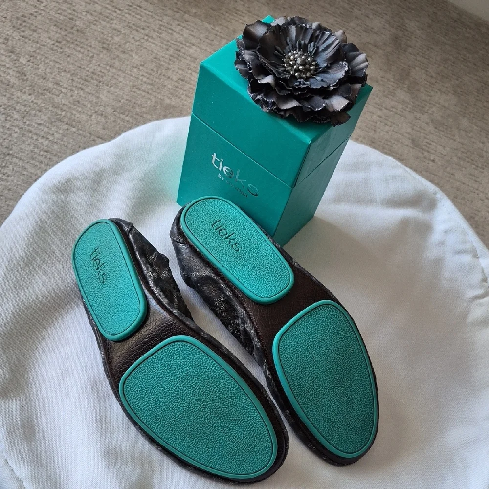 Tieks Black Leopard Ballet Flats - Picture 3 of 9